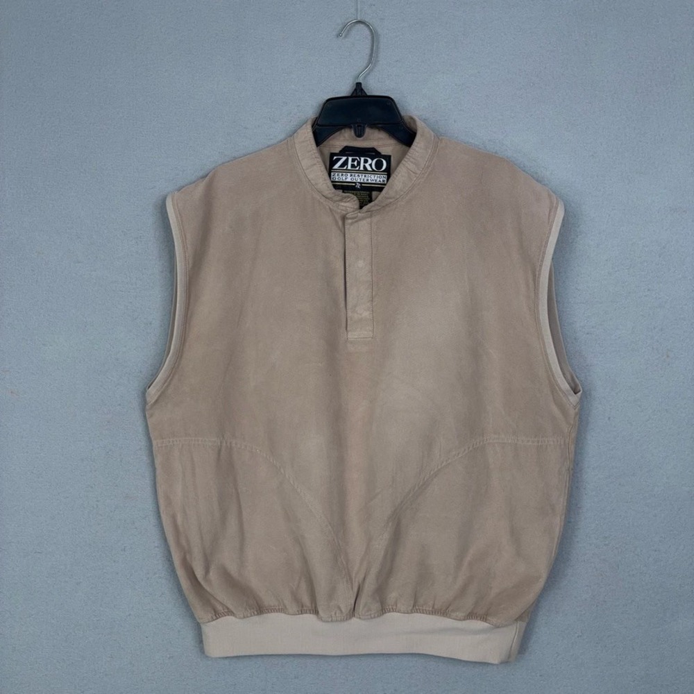 Zero Restriction Golf Vest Mens Large Tan Microfiber Pullover Gorpcore Athletic